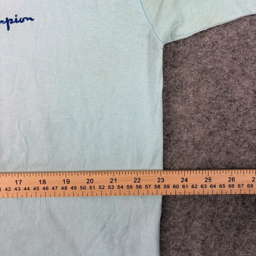 Champion T Shirt Mens XL Light Blue Script Logo Vintage 80s 90s Distressed - Picture 6 of 16